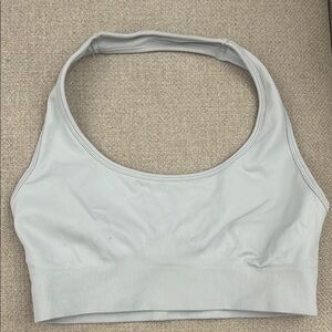 Women’s halter sports bra top seamless medium light blue